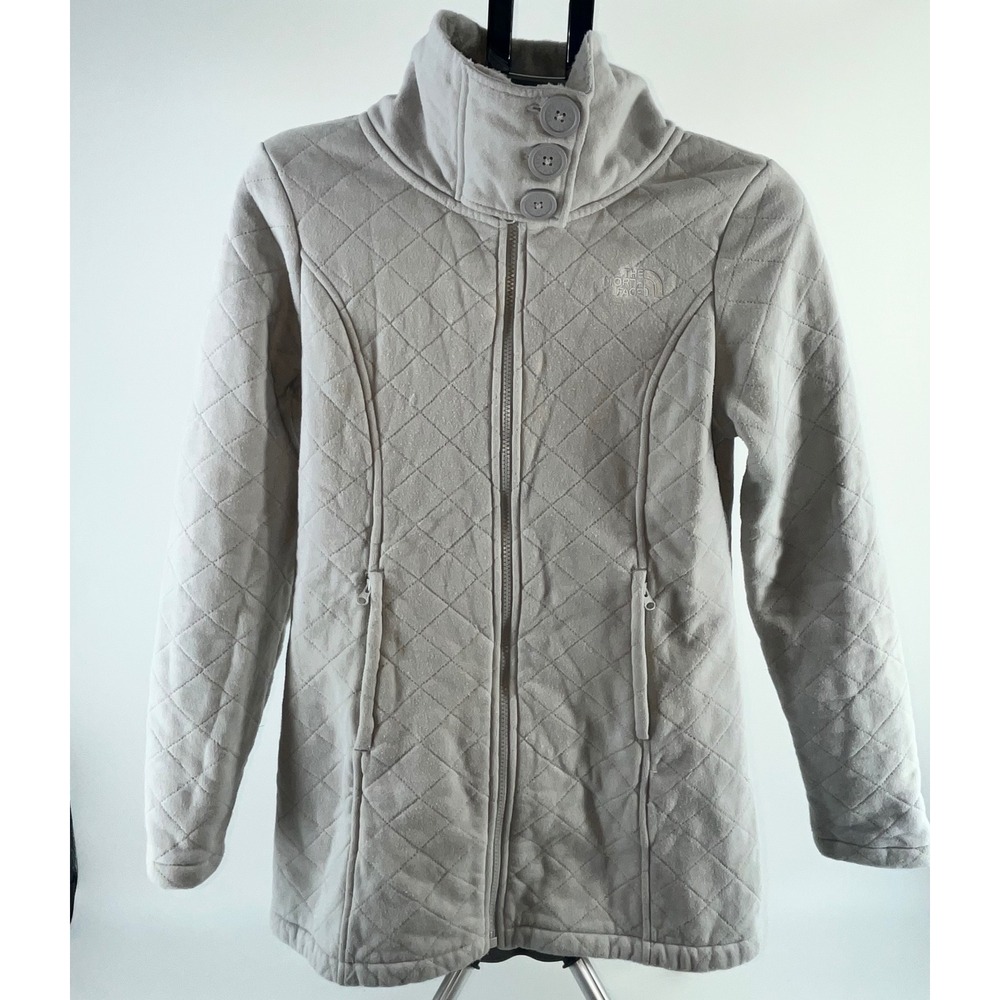 The North Face Quilted Fleece Lined Jacket Womens M Gray Casual Outerwear